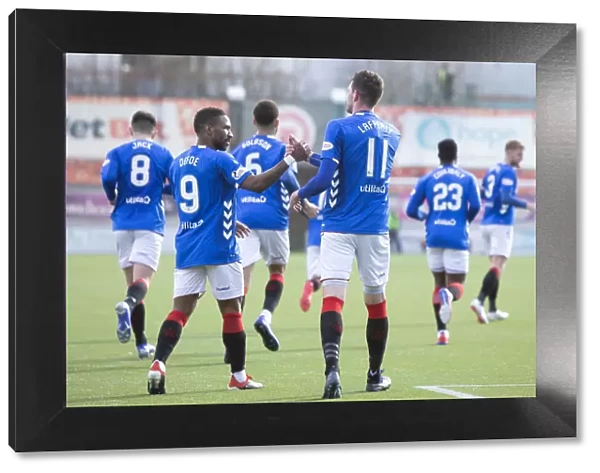 Rangers Kyle Lafferty Scores and Celebrates with Team Mates in Scottish Premiership Match against Hamilton Academical