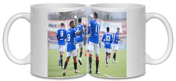 Rangers Kyle Lafferty Scores and Celebrates with Team Mates in Scottish Premiership Match against Hamilton Academical