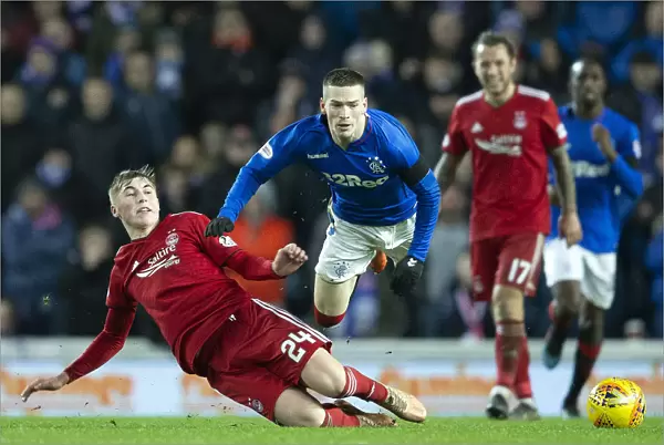 Rangers vs Aberdeen: Ryan Kent Fouled by Dean Campbell in Scottish Cup Quarter Final Replay at Ibrox Stadium