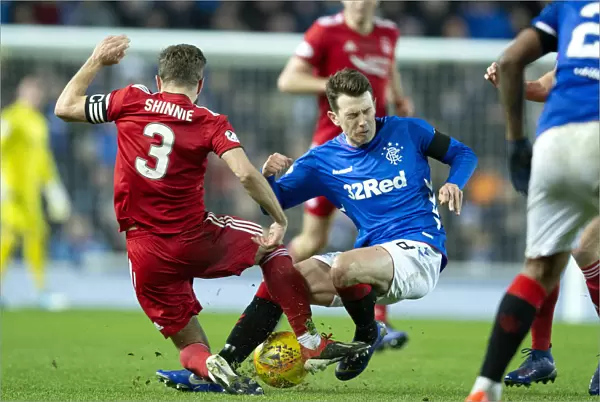 Rangers vs Aberdeen: Ryan Jack Tackles Graeme Shinnie in the Scottish Cup Quarter Final Replay at Ibrox Stadium