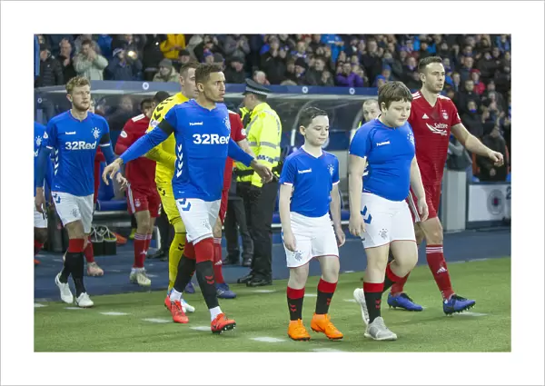 Rangers Captain James Tavernier Greets Scottish Cup Quarterfinal Mascots at Ibrox Stadium