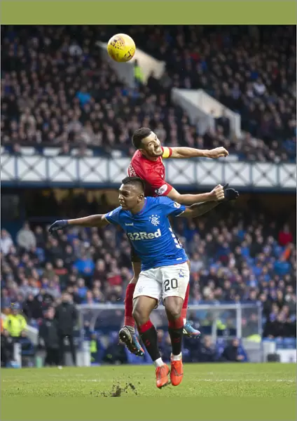 Rangers vs Kilmarnock: Alfredo Morelos vs Gary Dicker - Intense Moment at Ibrox Stadium, Scottish Premiership