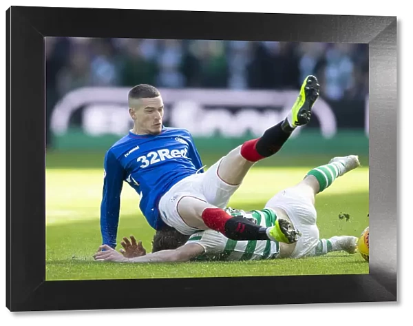 Rangers Ryan Kent Fouls by James Forrest in Celtic Showdown, Scottish Premiership, Celtic Park