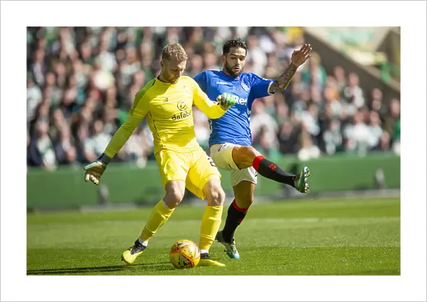 Celtic vs Rangers: Intense Battle - Daniel Candeias Tackles Scott Bain at Celtic Park