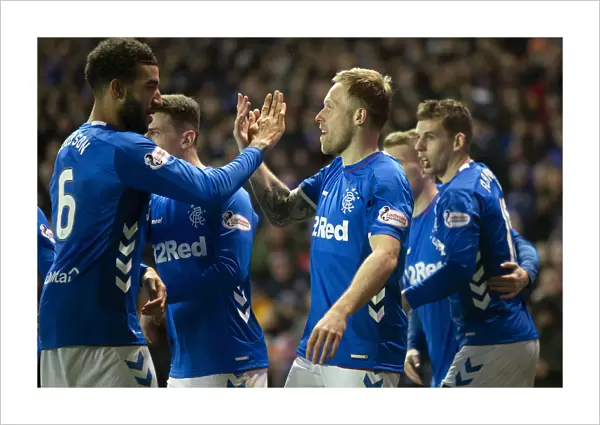 Scott Arfield and Connor Goldson Celebrate Goal: Rangers vs Hearts, Scottish Premiership, Ibrox Stadium
