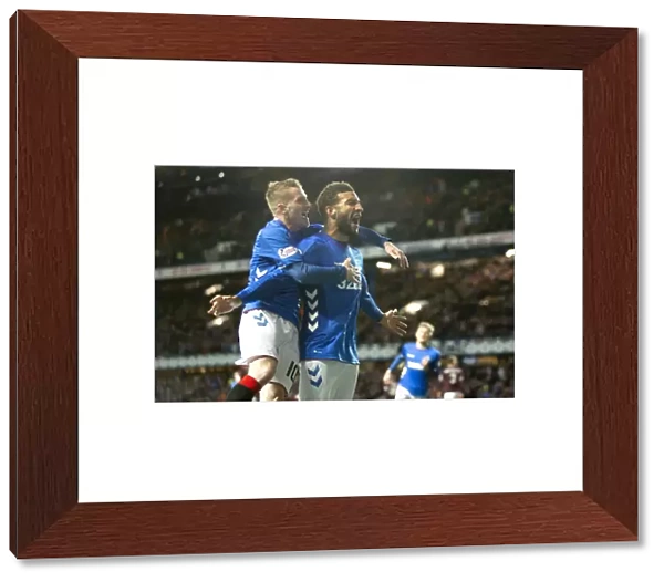 Rangers Goldson and Davis Celebrate Goal: Hearts vs Rangers, Scottish Premiership, Ibrox Stadium (Scottish Cup Champions 2003)