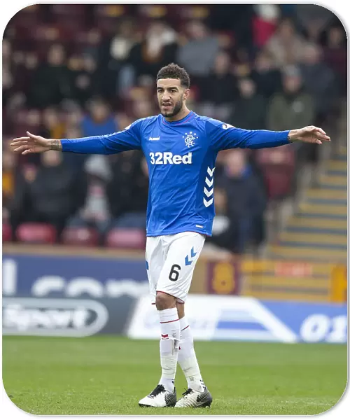 Connor Goldson in Action for Rangers at Fir Park Against Motherwell - Scottish Premiership