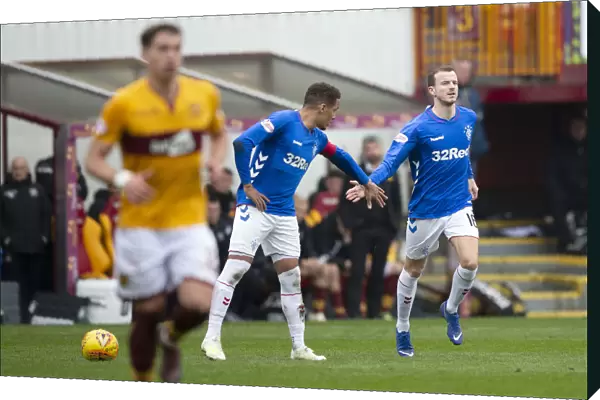 Rangers Andy Halliday Celebrates 100th League Appearance Against Motherwell at Fir Park