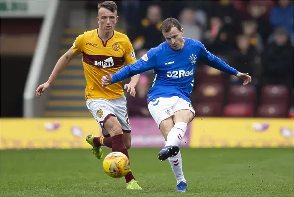 Andy Halliday Passes the Ball: Motherwell vs Rangers - Scottish Premiership at Fir Park