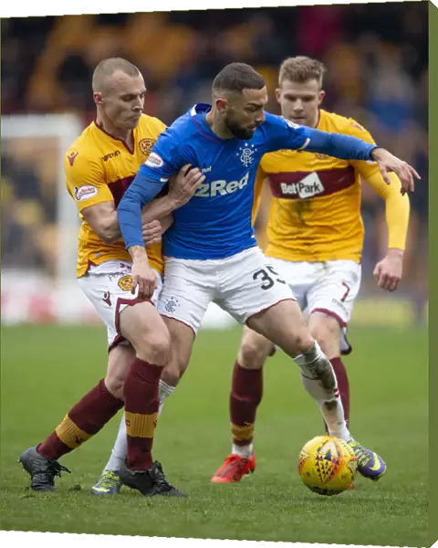 Rangers vs Motherwell: Eros Grezda Fights for Ball in Scottish Premiership Clash at Fir Park