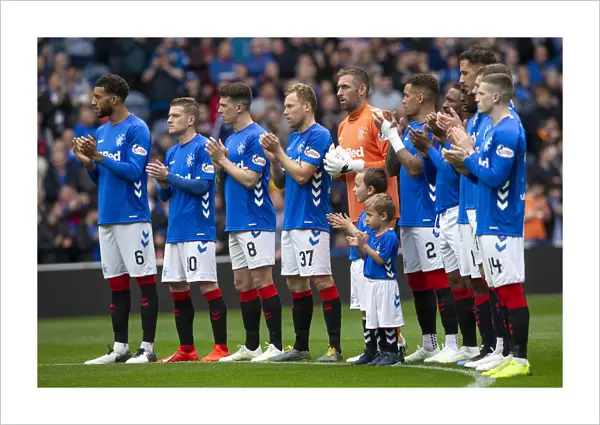 Rangers Players Pay Tribute to Billy McNeil: A Moment of Silence during Rangers vs Aberdeen, Scottish Premiership, Ibrox Stadium (Scottish Cup Champions 2003)