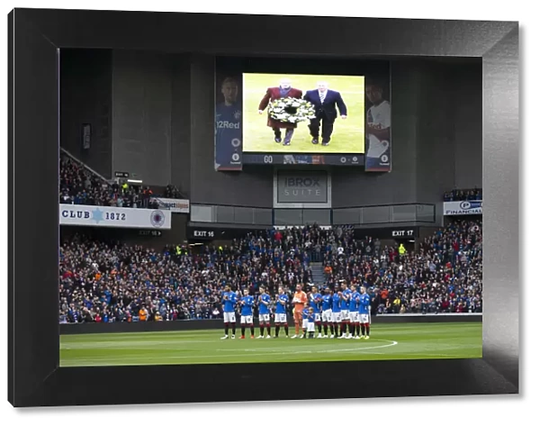 Rangers Players Honor Billy McNeil: A Moment of Silence at Ibrox Stadium (Scottish Premiership, 2003 Scottish Cup Winning Team)