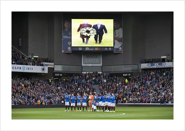 Rangers Players Honor Billy McNeil: A Moment of Silence at Ibrox Stadium (Scottish Premiership, 2003 Scottish Cup Winning Team)