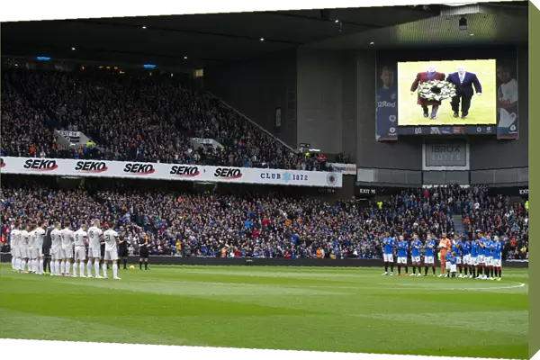 Rangers and Aberdeen Players Pay Tribute to Billy McNeil: A Moment of Silence at Ibrox Stadium (Scottish Premiership 2003)
