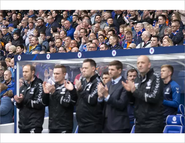 Rangers Fans Honor Billy McNeil: A Moment of Applause during Rangers vs Aberdeen, Scottish Premiership, Ibrox Stadium (Scottish Cup Champions 2003)
