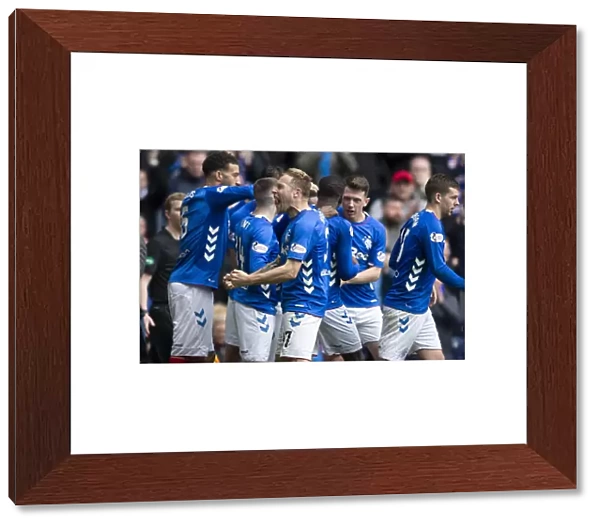 Scott Arfield and James Tavernier: Penalty Celebration - Rangers vs Aberdeen, Scottish Premiership, Ibrox Stadium