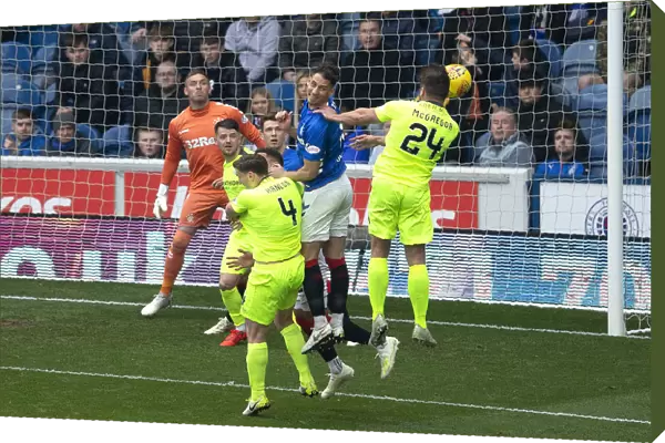Rangers vs Hibernian: Intense Moment as Nikola Katic Leaps over Darren McGregor in Scottish Premiership Clash at Ibrox Stadium