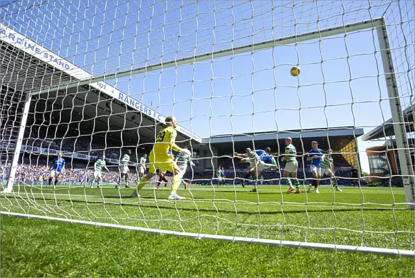 Rangers vs Celtic: Connor Goldson's Headed Attempt at Ibrox Stadium