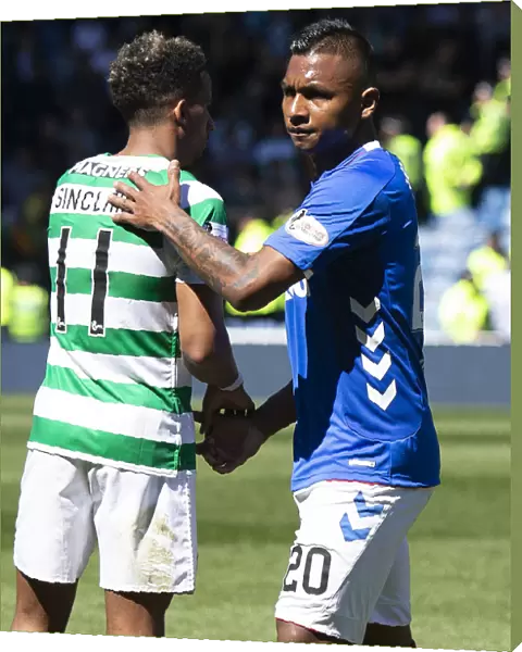 Rangers vs Celtic: Alfredo Morelos and Scott Sinclair Share a Moment at Ibrox Stadium