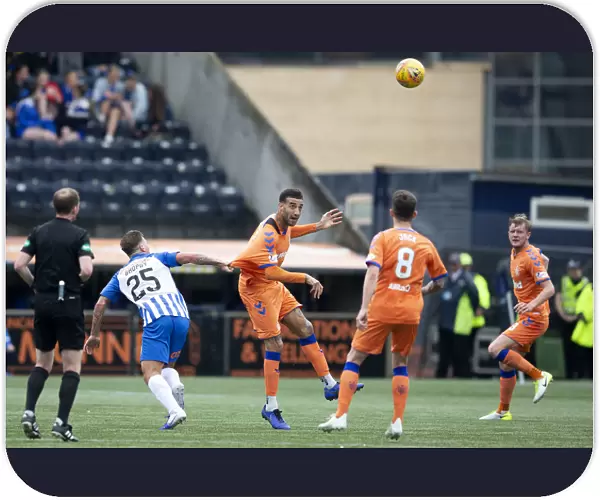 Rangers Connor Goldson Clears Ball During Kilmarnock Clash in Scottish Premiership