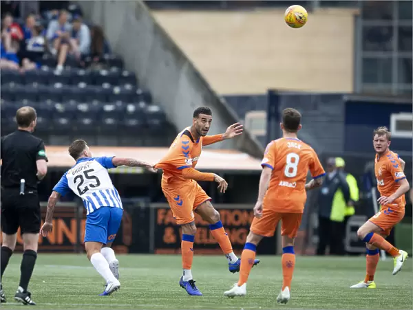 Rangers Connor Goldson Clears Ball During Kilmarnock Clash in Scottish Premiership