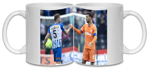 Rangers Connor Goldson and Kilmarnock's Kirk Broadfoot Share a Moment After Scottish Premiership Encounter at Rugby Park
