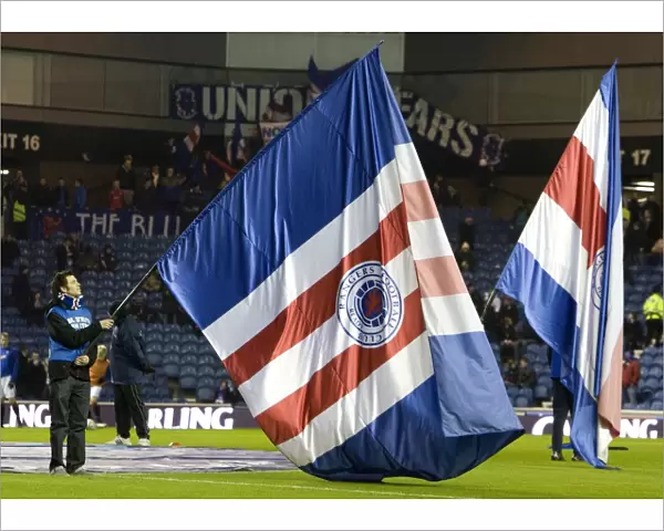 Rangers Football Club: Flag Bearers Celebrate Fifth Round Replay Victory over St. Mirren at Ibrox Stadium