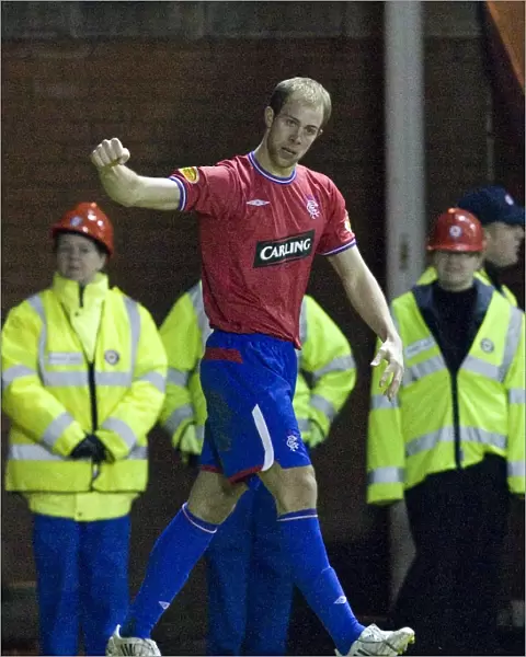 Rangers Steven Whittaker Rejoices in Scoring the Opening Goal Against Kilmarnock in the Scottish Premier League (2-0)