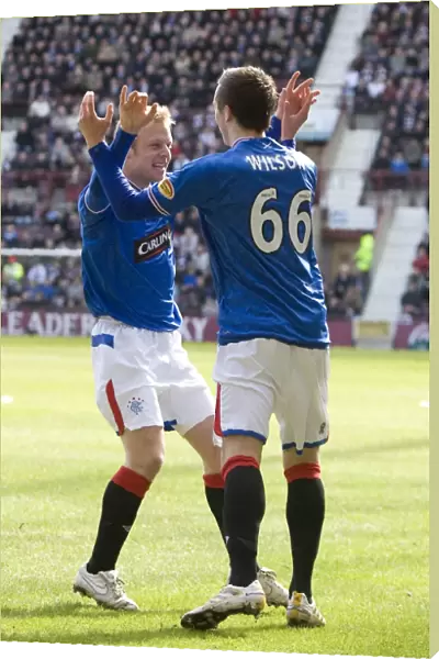 Rangers Wilson and Naismith Celebrate First Goal in Hearts vs Rangers (4-1)