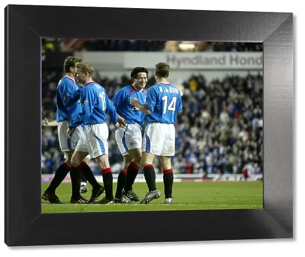 Rangers Football Club: Triumphant Moment - De Boer, Mols, Ball, and Hutton's Euphoric Celebration (23 / 03 / 04)