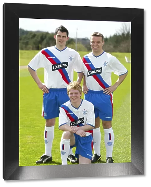 Rangers FC: Burke, Rae, and Thompson in New Away Kit (April 2004)