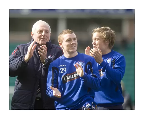 Rangers Football Club: Champions League Title Win at Easter Road (2009-2010) - Triumphant Moment with Smith, Fleck, and Bendiksen