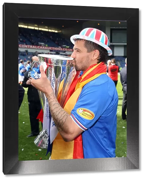 Nacho Novo's Triumph: Rangers Football Club's Scottish Premier League Championship Victory - The Champion's Moment at Ibrox Stadium