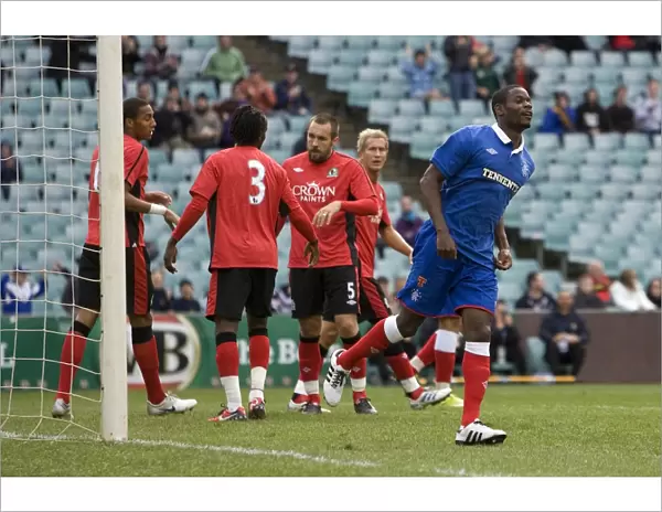 Rangers Maurice Edu Ecstatically Celebrates Goal Against Blackburn Rovers at Sydney Football Stadium (Sydney Festival of Football 2010)