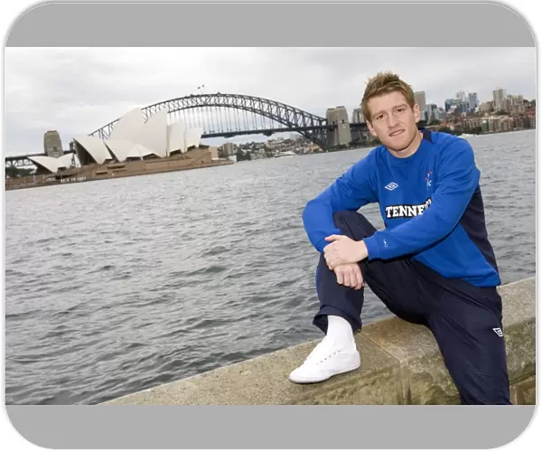 Rangers Steven Davis Contemplates Sydney's Iconic Opera House and Harbour Bridge at the 2010 Festival of Football