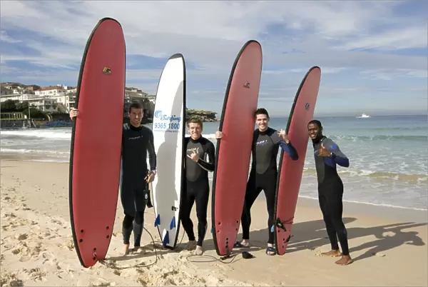 Rangers Footballers Surfing Escapade at Bondi Beach: Broadfoot, Davis, Lafferty, and Edu