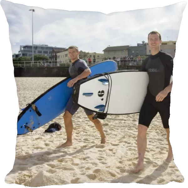 Rangers Footballers Lee McCulloch, Andy Webster, and Andrew Shinnie Surfing at Bondi Beach during Sydney Festival of Football 2010: A Relaxing Break from Football