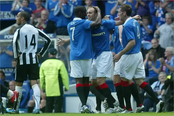 Rangers Triumph: Miller's Goal Celebration with Whittaker, Edu, and Broadfoot (2-1 vs Newcastle United)