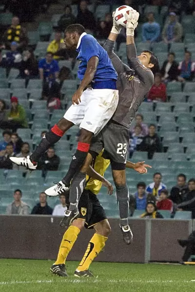 Maurice Edu's Dramatic Challenge against Sebastian Saja: Rangers vs AEK Athens at Sydney Football Stadium (Sydney Festival of Football 2010)
