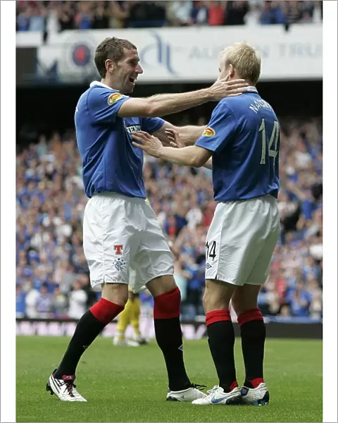Rangers FC: Kirk Broadfoot and Steven Naismith Celebrate Second Goal Against Kilmarnock (2-1) at Ibrox Stadium