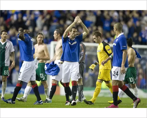 Rangers FC: Champions League Victory at Ibrox - 1-0 Over Bursaspor: Players and Fans Celebrate Together