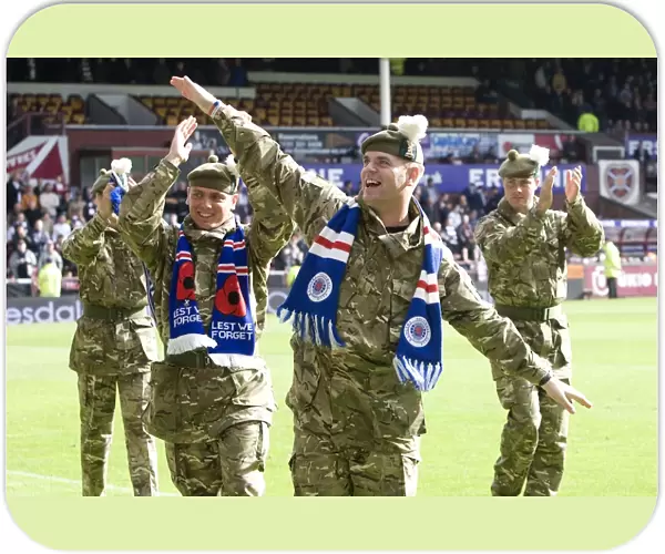 Armed Forces Tribute: Rangers Lead 2-1 against Heart of Midlothian in Scottish Premier League - Half Time Salute