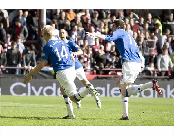 Rangers Steven Naismith Scores the Dramatic Winning Goal Against Hearts in Scottish Premier League at Tynecastle