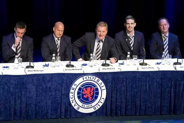 Rangers Football Club: All-Star Lineup at the 2010 Junior AGM - Allan McGregor, Kenny McDowall, Ally McCoist, Kyle Lafferty, and Jim Sinclair