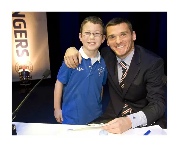 Rangers Football Club: Lee McCulloch Engages with a Fan at the 2010 Junior AGM at The Armadillo