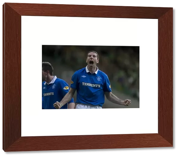 Rangers Kirk Broadfoot Ecstatically Celebrates His Second Goal Against Celtic in Clydesdale Bank Premier League (3-1)