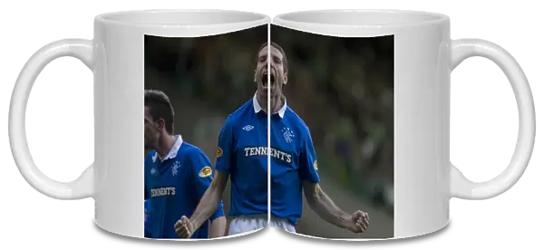 Rangers Kirk Broadfoot Ecstatically Celebrates His Second Goal Against Celtic in Clydesdale Bank Premier League (3-1)