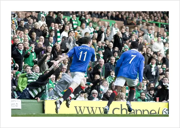 Kyle Lafferty and Maurice Edu's Euphoric Celebration: Rangers Equalizing Goal Against Celtic in the Scottish Premier League (3-1)