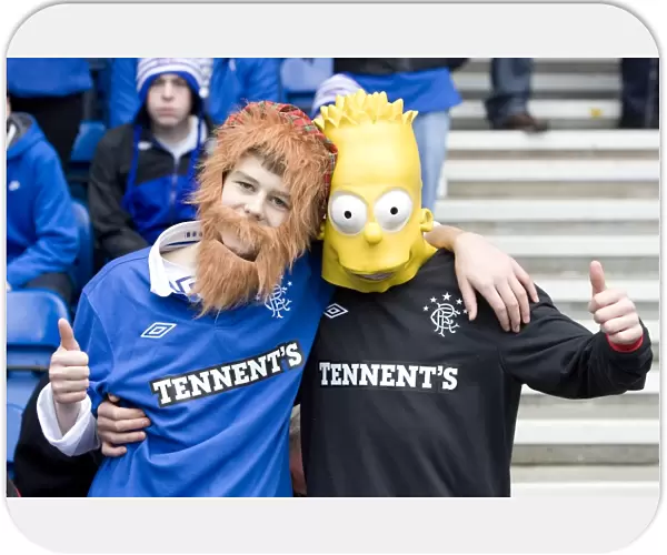 Halloween Fun at Ibrox: Rangers vs. Inverness Caley Thistle - A Spooktacular 1-1 Match with Willie and Bart Simpson among the Costumed Fans