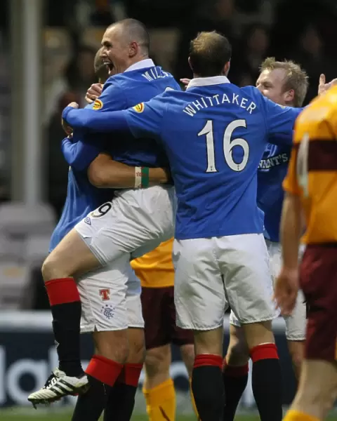 Rangers Kenny Miller's Euphoric Goal Celebration: Motherwell 1-4 Rangers, Clydesdale Bank Scottish Premier League, Fir Park